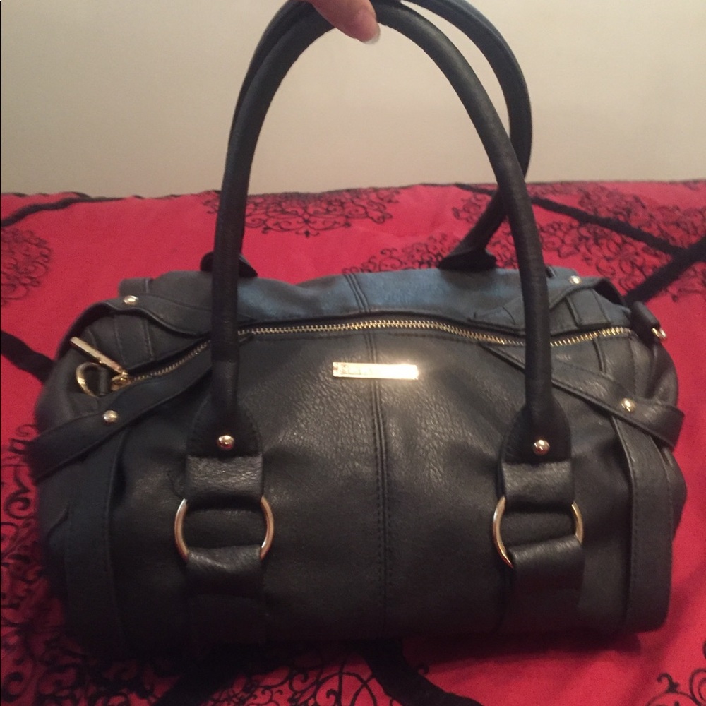 Leather Rampage goth hot topic black gold purse